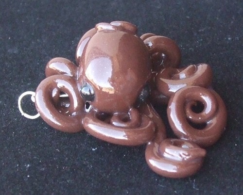 CLEARANCE 50% Off: Truffles  OOAK Mock Chocolate Octopus Necklace