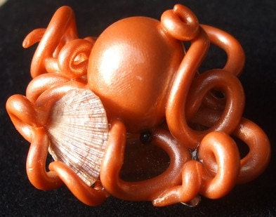 CLEARANCE Alicia: OOAK Octopus Dual-Function Brooch/Hair-clip