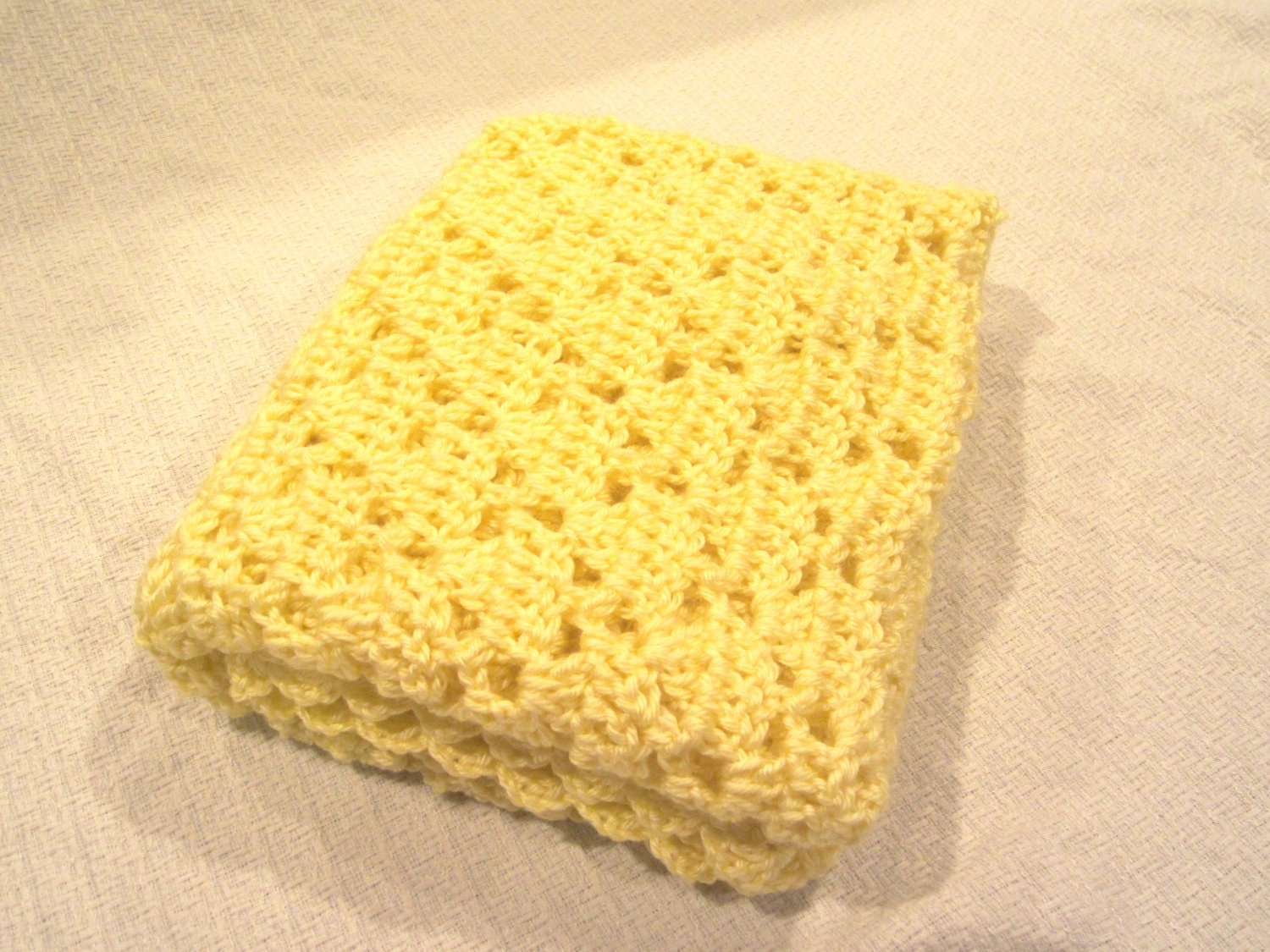 Yellow Crochet Baby Blanket Girl or Boy Baby by EclectionsGifts