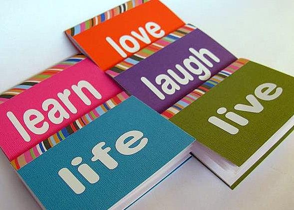 Five Little Notebooks, Love, Life, Live. Laugh & Learn, Stitched Bound