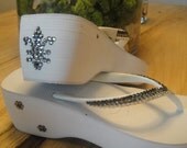 High White Rockstar Swarovski Crystal Flip Flops