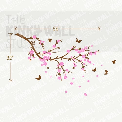 Tree Wall Decal - Cherry Blossom with butterflies -  KK117