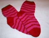 Ladies' pink and red wool lounging socks