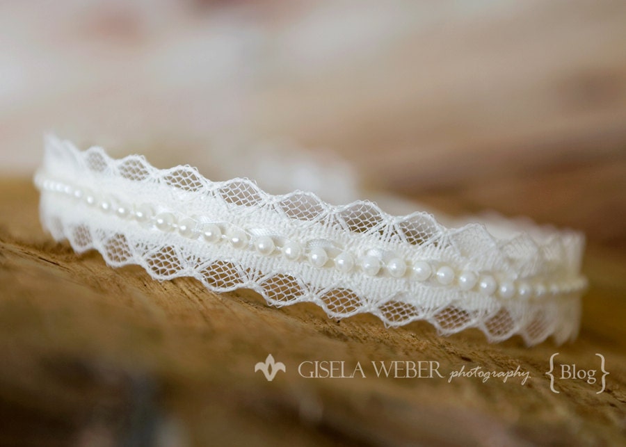 Vintage Inspired Ivory Pearl Lace Newborn Baby Girl Headband,Baby Headband, Ivory Halo, Newborn Halo, Baptism Headband, Christening Headband