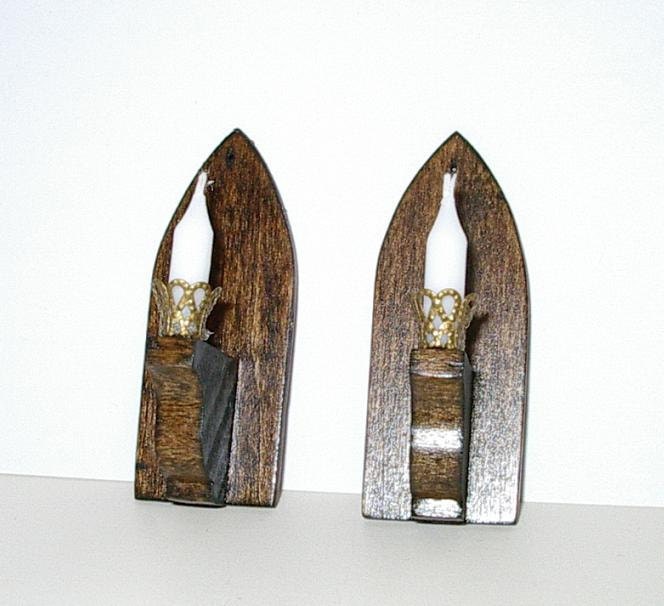 Gothic Wall Sconces, Dollhouse Miniatures 1/12 scale, Wood & Brass