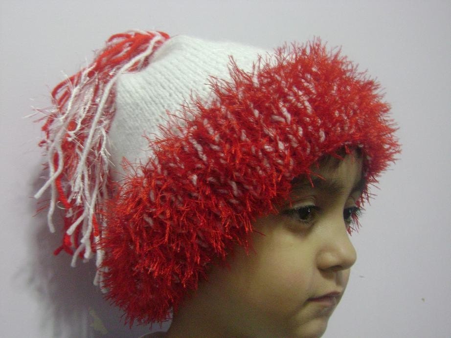 Cyber Monday-Children Winter Clothing,cyber monday etsy,New -Red,winter hat - White Hand knitted handmade Hat Beret Soft Comfortable-