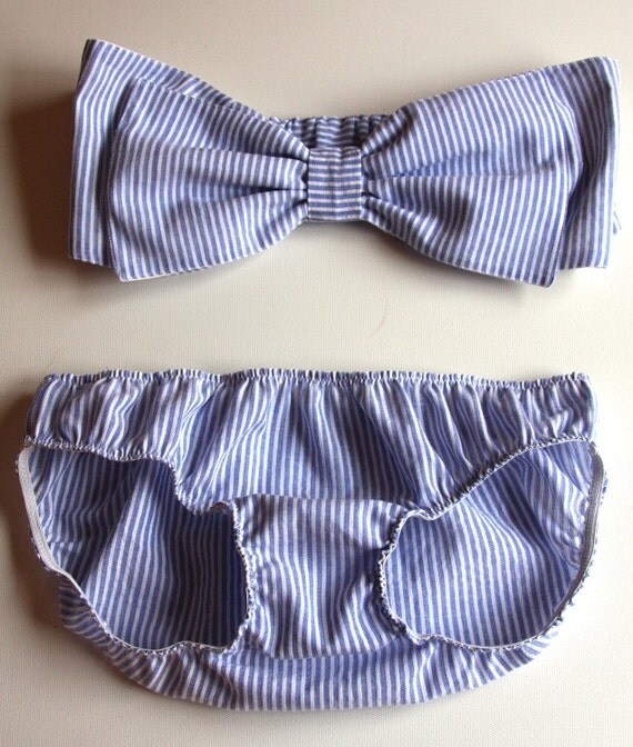 seer sucker bow bandeau set -made to order