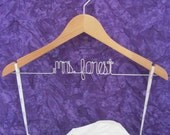 SALE - Personalized Bridal Wire Hanger, Wedding Hanger,  Custom Bride Hanger, Bridal Gift - Available in Walnut or Maple Wood