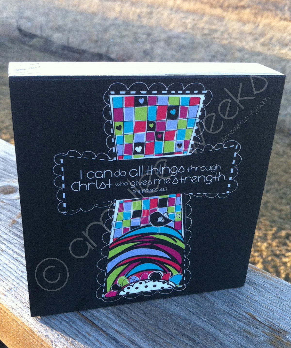 Scripture Art, All Things, Christian art block (size- 5x5)