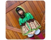 Hooded CAPE velvet green brown camel poncho