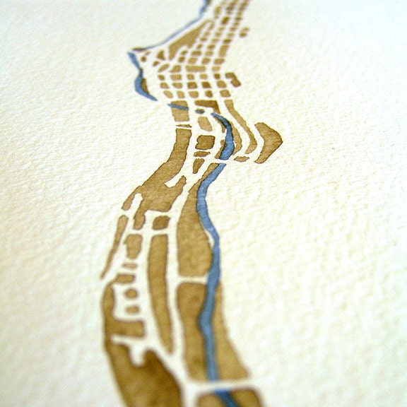Commission a 5x7 watercolor map