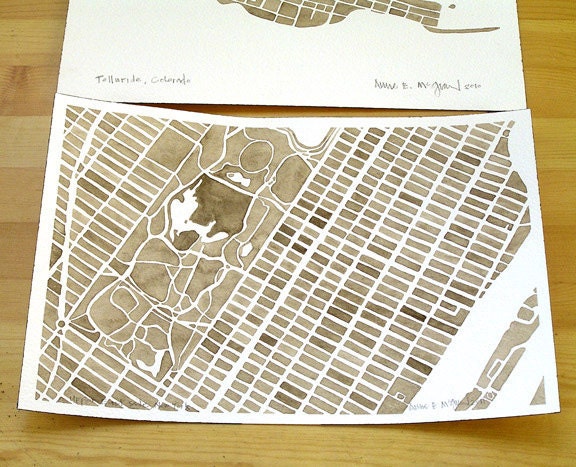 Commission a 5x7 watercolor map