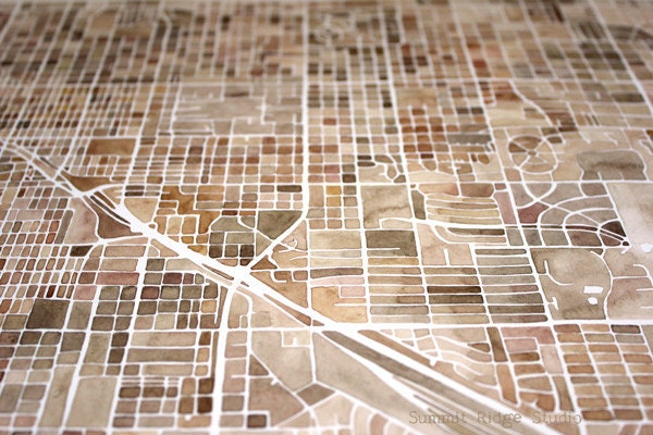 Tucson Arizona City Map Large Watercolor with mat Arizona desert natural colors Personalized decor