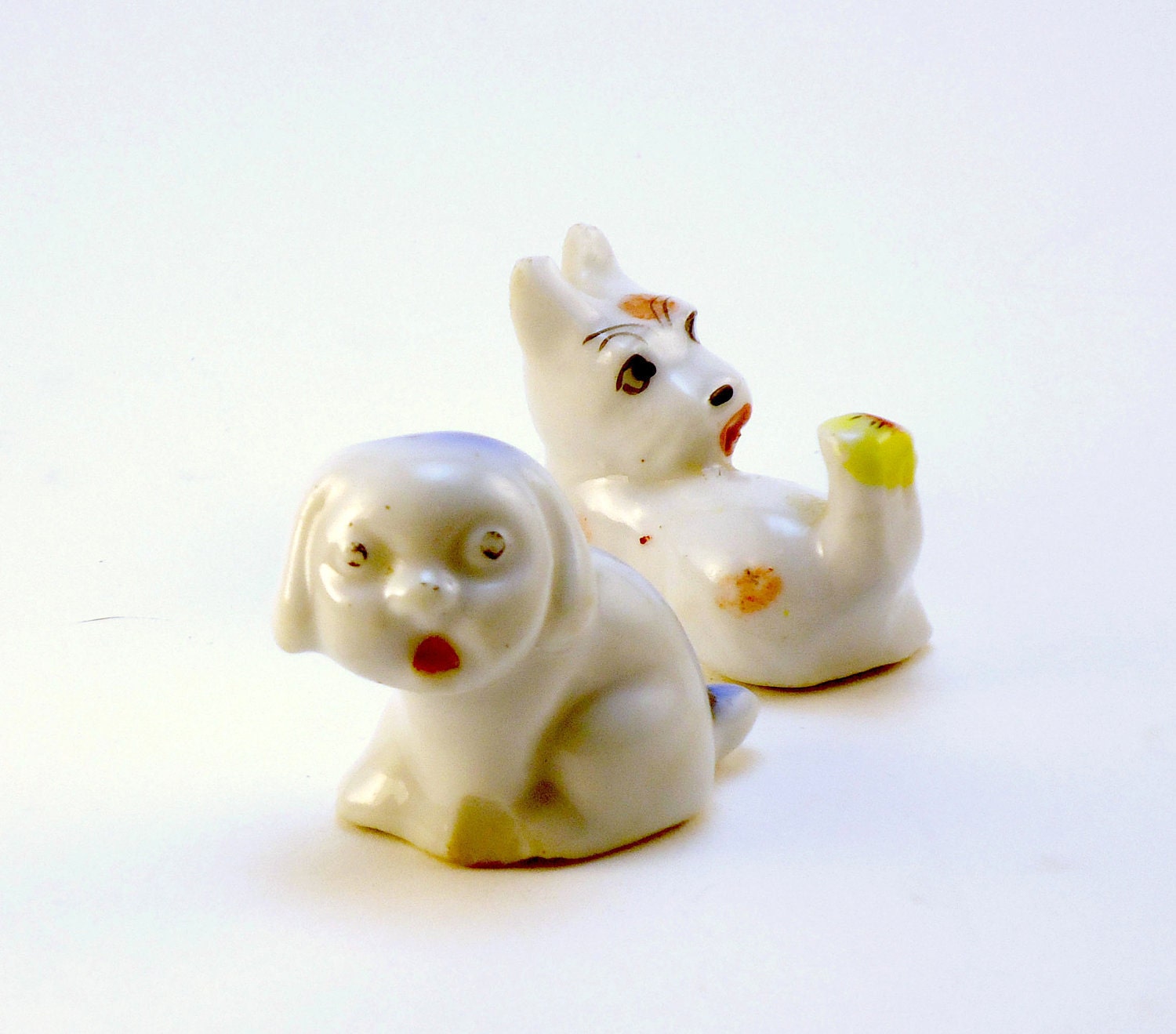 Vintage Miniature Dog Figurines Ceramic by FaulknerHouseVintage