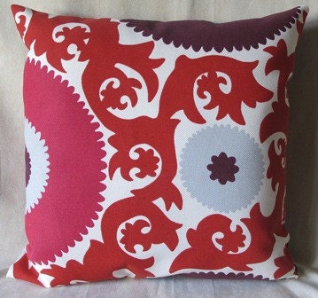 Designer Pillow Cover - Farhi Suzani - 20 x 20 - Indoor/Outdoor