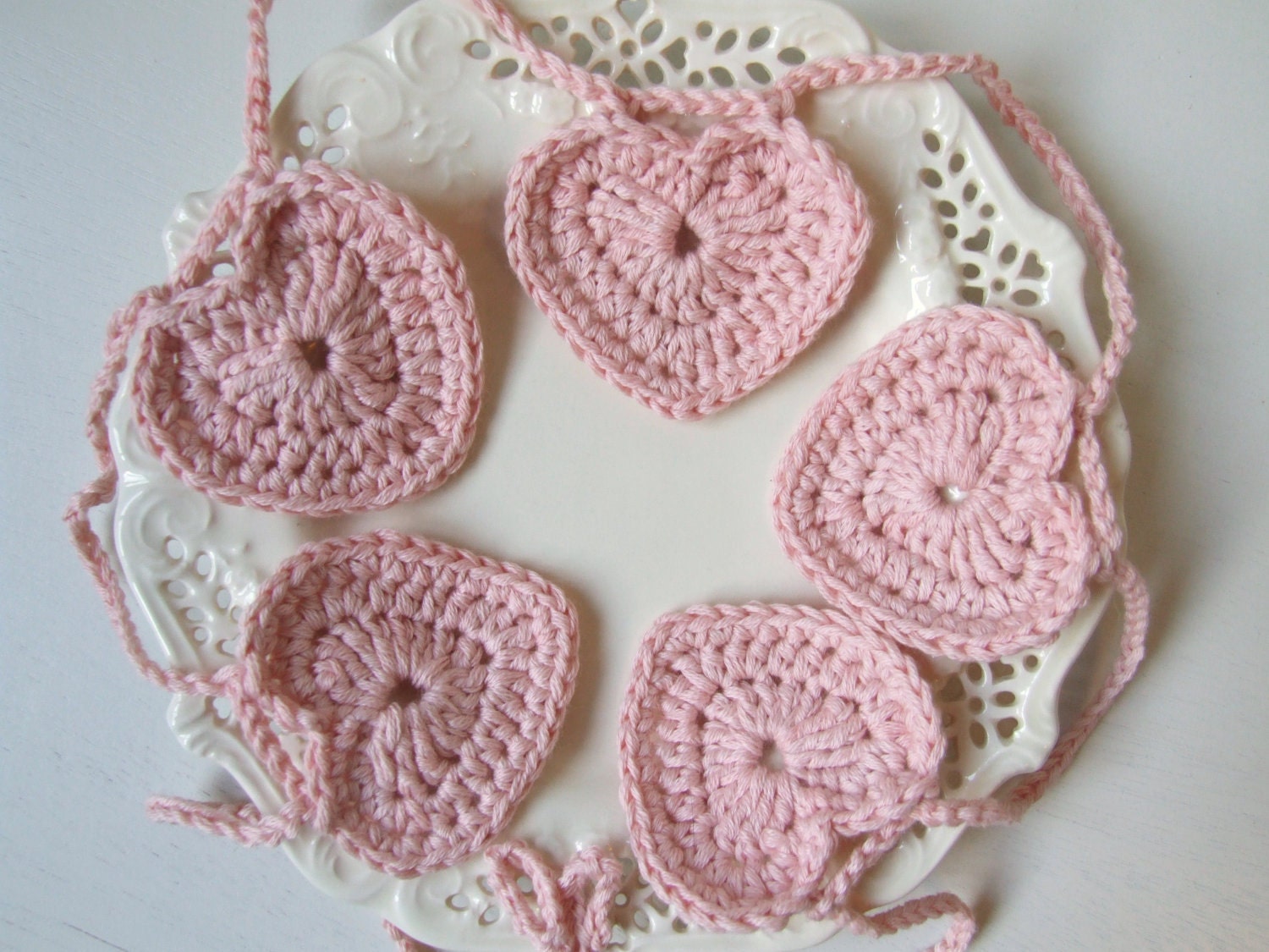 crochet heart garland bunting room decoration