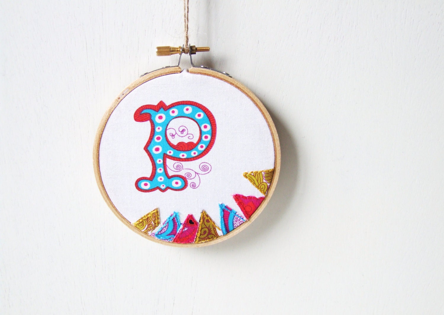 letter P embroidery hoop