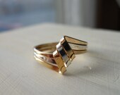 925 Sterling Silver Gold Filled Diamond shape Ribbon Ring
