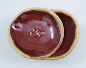 Red Ceramic Trinket Dishes // Set of 4 Pottery RIng Dishes