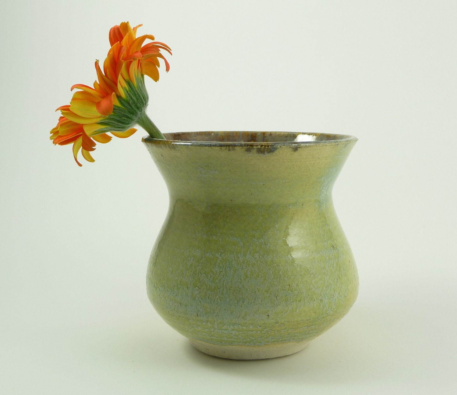 Handmade Stoneware Vase // Ceramic Vase // Tender Shoots Green