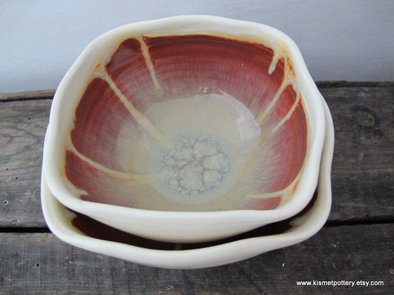 Ceramic Nesting Bowls // Handmade Pottery Serving Bowls // Set of 2