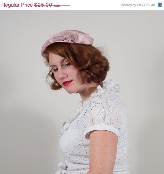 reserved / sale / vintage 1950s hat / pillbox / Cotton Candy