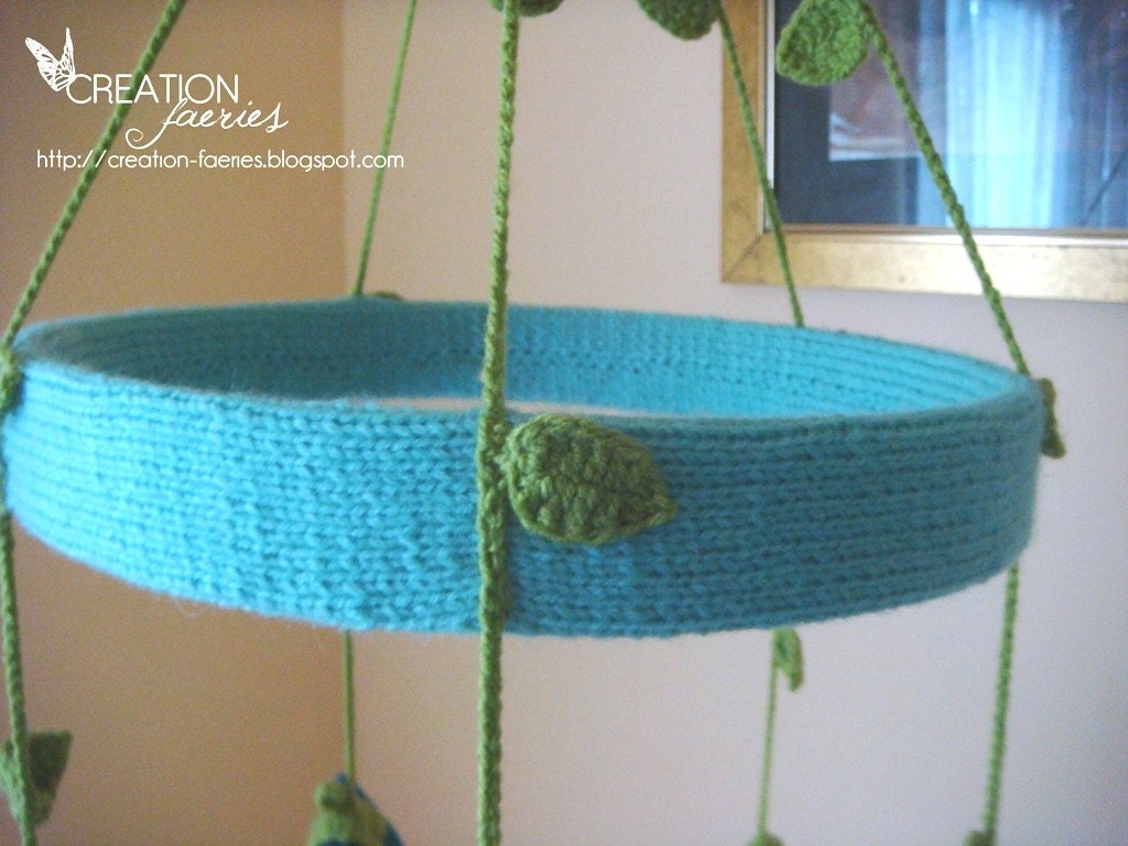 Owls baby mobile - crocheted (made to order only)