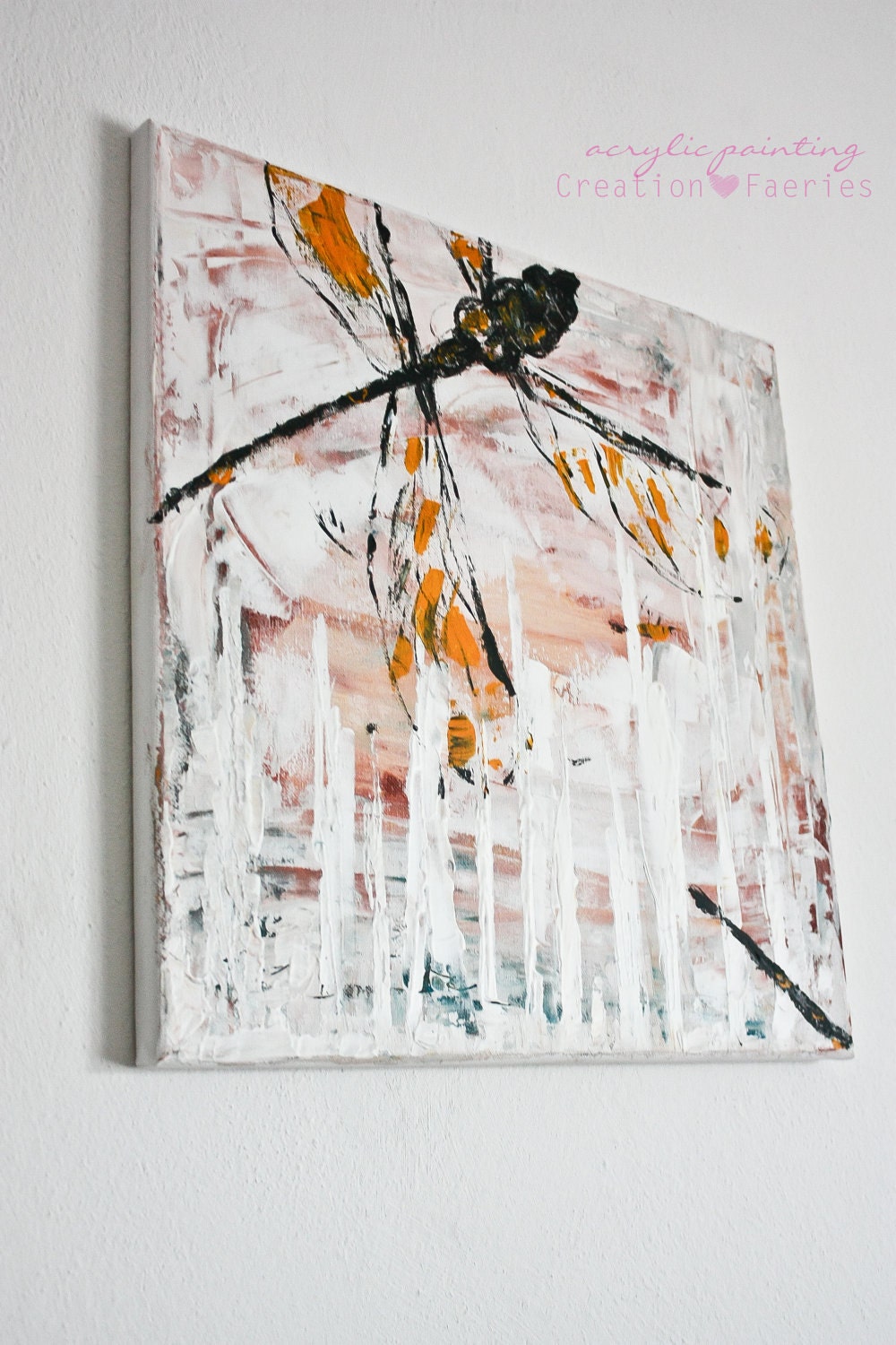 Dragonfly painting - acrylic on canvas - original -HELD FOR LAURA-