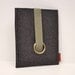 Kindle, e reader, Nook Tablet Wool Felt Case in Anthracite with Elastic and Antigue Gold Eyelet