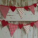 PARTY Banner Garland HEART Decor fabric flags Shabby Cottage style