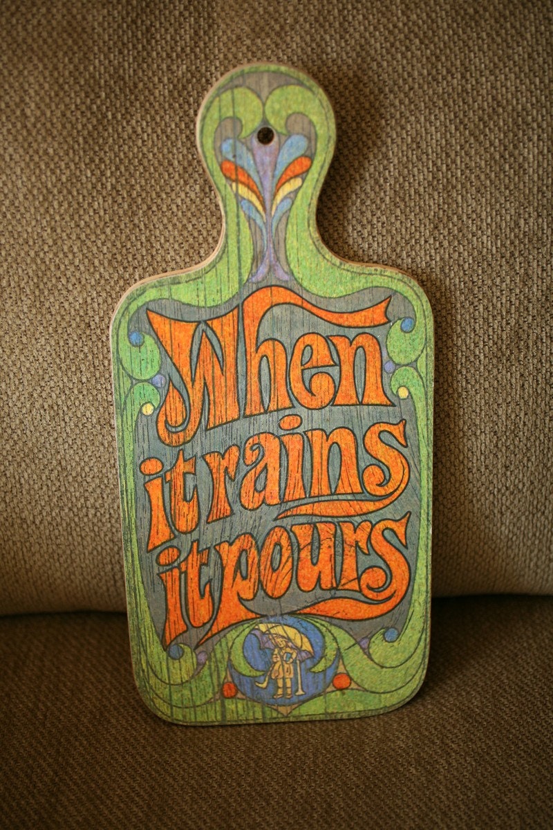 1970s Morton Salt Girl Groovy Psychedelic Cutting Board