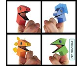 Dinosaur Finger Puppet Set of 4- Papercraft PDF Printable