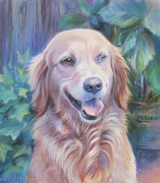 DOG PORTRAIT Custom Pet Portrait Cat Horse Original Painting Soft pastel 11"x14" by Olena Baca
