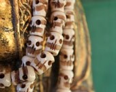 Hand-Carved Skull Bone Beads 8x10mm / 108 beads / India Cow Bone / Halloween, Spooky, Yoga, Zen Jewelry Making, Craft Supplies - WomanShopsWorld
