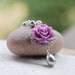 Purple Rose and Grey Swarovski Pearl Teardrop Necklace