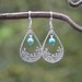 Silver Lace Teardrop and Turquoise Dangle Earrings