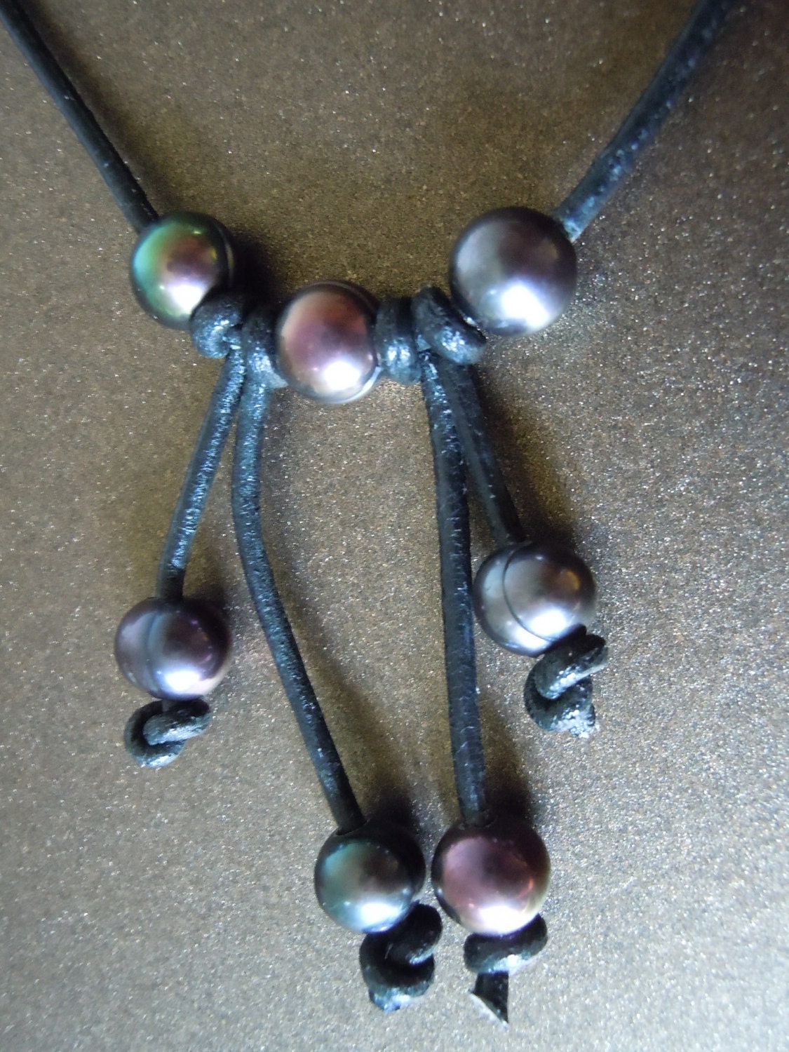 Pearl and leather necklace with sterling silver -freshwater pearls, genuine Greek leather, organic -lucky 7 necklacenatural