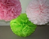 Tissue Paper Pom Poms - set of 15 Poms - Your Color Choice- SALE