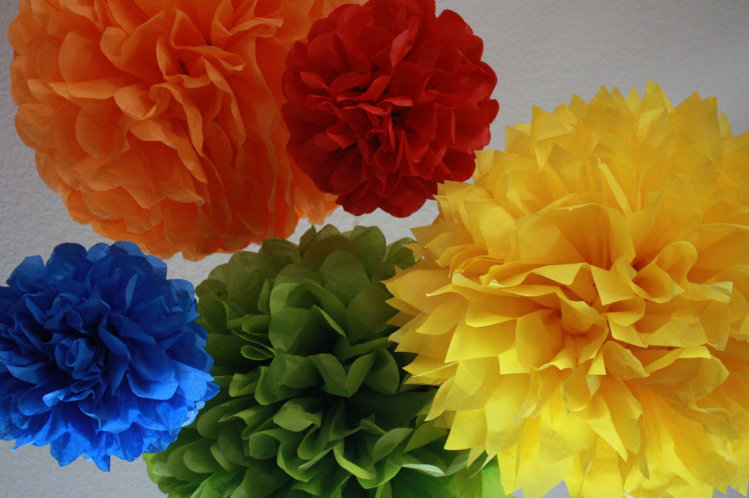 Pom Poms -Set of 12- Sesame Street, Lego, Primary Colors Party- birthday party tissue pom pom decorations