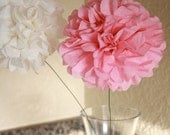 Mini Tissue Pom Pom Stemmed set  3 poms - choose your colors - Holiday Table Decoration - Centerpiece