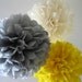 10 Tissue Pom Poms - Your Color Choice- SALE - Yellow and Gray Party Decorations