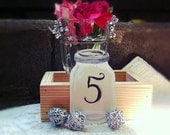 Elegant Custom Hand Painted Mason Jar Table Number (s)