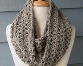 SHELLEY - Infinity Scarf (Large).. Crochet Cowl Neckwarmer - Greybeard (Ready to Ship)