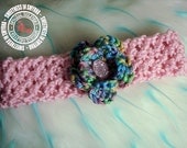Baby Headband, Crochet Flower Headband, Bling Bling, Headband Bling, Soft Pink, Handmade Headband, Photo Prop, READY TO SHIP