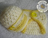 Newborn, Crochet Diaper Set, Diaper Cover, Hat, Hat Set, Yellow, Off White, Ducks, Photo Prop, READY TO SHIP
