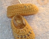 Baby Girl, Baby Girl Booties, Baby Booties, Crochet Girl Slippers, Spring, Gold, Silver Beads, READY TO SHIP