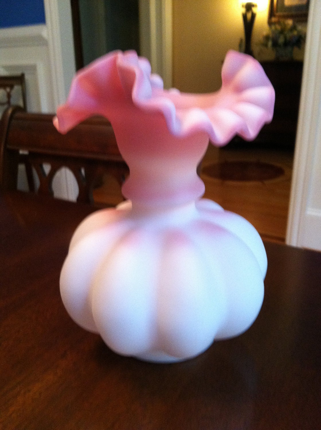 Fenton Rosalene Satin Melon Vase