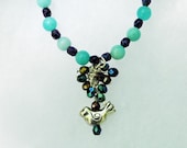 Blue Opal Bird Charms Necklace