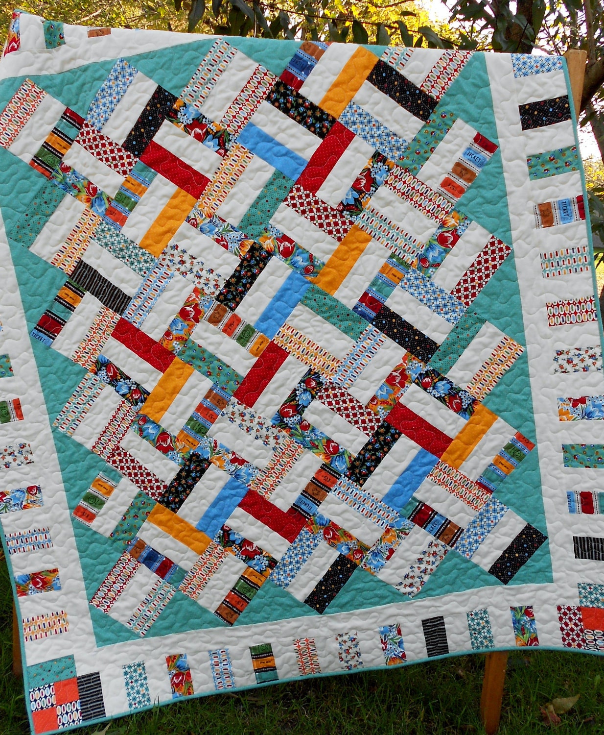 25% Off Coupon Code - Jelly Roll Quilt Pattern : Pickup Sticks - Baby and Throw Sizes - QUICK & EASY