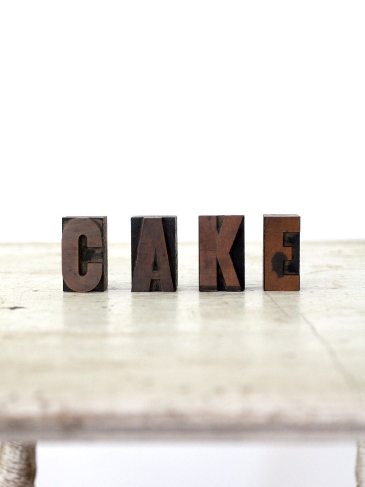 Cake / Vintage Wood Letterpress Blocks - 86home